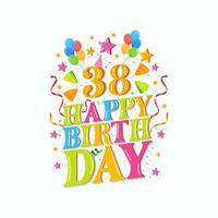 38º feliz aniversário logotipo com balões, vetor ilustração Projeto para aniversário celebração, cumprimento cartão e convite cartão.
