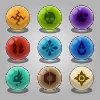 conjunto de ícones para elementos de jogo isométricos, ilustração vetorial colorida e isolada de mármores de elemento para o conceito de jogo plano abstrato vetor