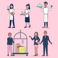 coleção de personagens de catering conjunto grande ilustração vetorial plana isolada vestindo uniforme profissional vetor