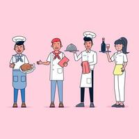 coleção de personagens de cozinheiro grande conjunto isolado ilustração vetorial plana usando uniforme profissional, estilo cartoon vetor