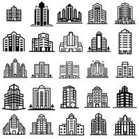 escritório construção ícone conjunto vetor