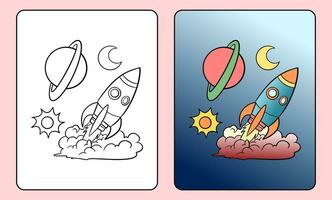 coloração foguete avião, Educação para crianças desenho animado ilustração vetor