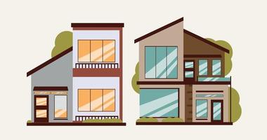 conjunto de conjunto de diferentes estilos de casas residenciais vetor plana