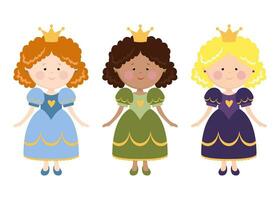 princesa. conjunto do ilustrações do pequeno princesas. vetor