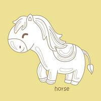 alfabeto h para cavalo vocabulário escola lição desenho animado digital carimbo esboço vetor