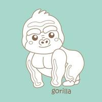 alfabeto g para gorila vocabulário escola lição desenho animado digital carimbo esboço vetor