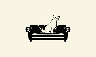 silhueta cachorro e sofá logotipo vetor