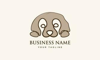 linha arte cachorro cabeça logotipo vetor