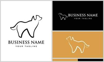 linha arte cachorro logotipo modelo vetor