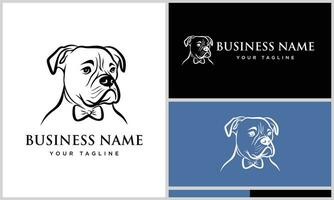 linha arte buldogue logotipo modelo vetor