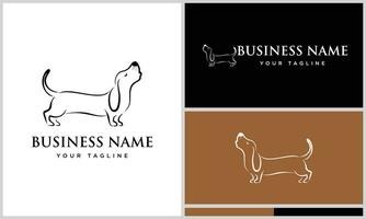 linha arte dachshund logotipo modelo vetor