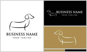 linha arte dachshund cachorro logotipo vetor