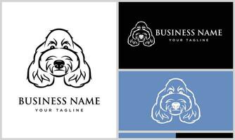 linha arte poodle logotipo modelo vetor