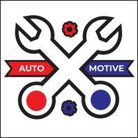 vetor automotivo ilustração Projeto com dois chaves dentro vermelho e azul cores. adequado para logotipos, ícones, cartazes, camiseta desenhos, adesivos, empresas, conceitos, anúncios, sites