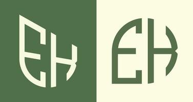 letras iniciais simples criativas ek pacote de designs de logotipo. vetor