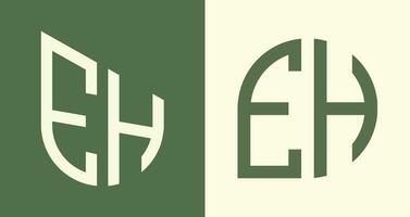 letras iniciais simples criativas eh pacote de designs de logotipo. vetor