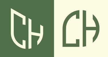 letras iniciais simples criativas ch pacote de designs de logotipo. vetor