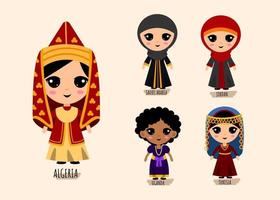conjunto de personagens de desenhos animados de roupas tradicionais da Ásia Ocidental vetor
