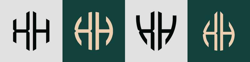 criativo simples inicial cartas xh logotipo desenhos pacote. vetor