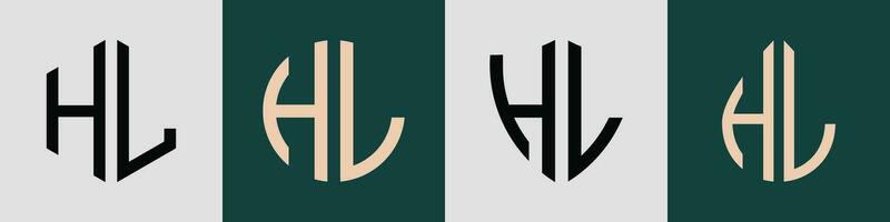 criativo simples inicial cartas hl logotipo desenhos pacote. vetor