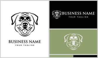 linha arte buldogue face logotipo vetor