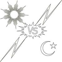 dia noite vs Sol lua estrela, conceito oposição Boa mal vetor