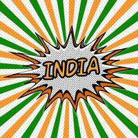 bandeira bandeira Índia estilo pop arte, vetor raios
