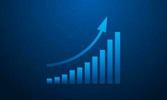 ilustração do o negócio crescimento gráfico gráfico Aumentar e sucesso seta cópia de espaço em azul tecnologia fundo vetor