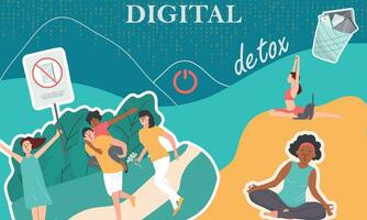 digital desintoxicação colagem vetor