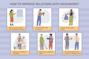 melhorando vizinhos relações infográficos vetor