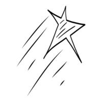 mão desenhado vôo estrela. rabisco ícone estrela. isolado em branco fundo. vetor ilustração