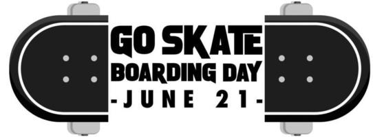 fonte do dia do skateboarding no banner do skate isolada vetor