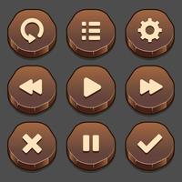 conjunto escuro de elementos de botão de pedra do jogo e barra de progresso, formas brilhantes e diferentes de botões para jogos e aplicativos. vetor