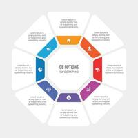 ciclo infográfico modelo com 8 passos, fluxo de trabalho ou processo diagrama vetor