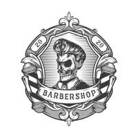 design de logotipo de barbearia vintage vetor