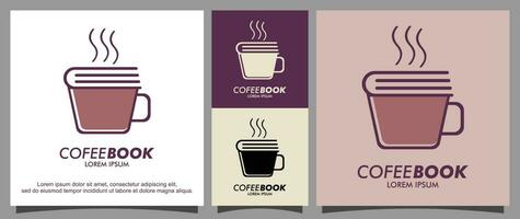 café beber logotipo e livro modelo vetor