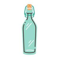 vidro garrafa com cortiça boné. plano moderno vetor ilustração.