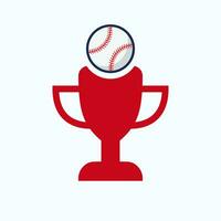 beisebol campeonato troféu logotipo Projeto conceito com beisebol e troféu ícone vetor