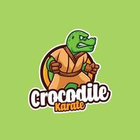 crocodilo karatê desenho animado mascote logotipo vetor
