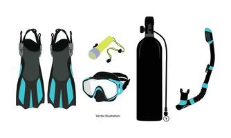 mergulho mergulho equipamento snorkeling máscaras, mergulho mergulhador Ferramentas do diferente projeto, isolado em branco fundo, ícones, vetor ilustração.