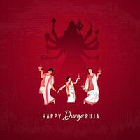 vetor feliz durga puja deusa maa durga face dentro feliz durga puja, dussehra, e navratri celebração conceito para rede bandeira, poster, social meios de comunicação publicar, e folheto anúncio, rede, banner, postagem,