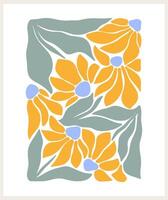 abstrato groovy floral poster y2k. moderno na moda minimalista estilo. mão desenhado para papel de parede, parede decoração, tecido, cartão postal, cobrir, modelo, bandeira. vetor