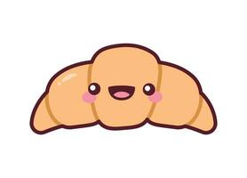 fofa kawaii croissant, sobremesa, pastelaria vetor ilustração