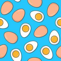 frango fervido ovos desatado padronizar em uma azul fundo. ovos ícone tema ilustração vetor
