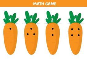 jogo educacional de matemática para crianças. planilha. jogos de vegetais. vetor