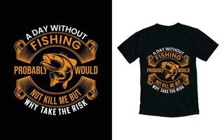 design de camiseta de tipografia de pesca vetor