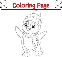 feliz Natal pinguim coloração página para crianças vetor