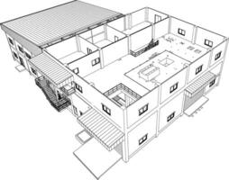 3d ilustração do industrial construção vetor