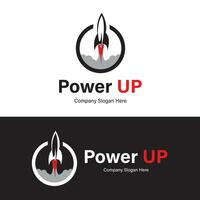 poder acima logotipo, foguete com para cima direção logotipo, tecnologia companhia vetor