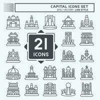 ícone conjunto capital. relacionado para capital símbolo. linha estilo. simples Projeto editável. simples ilustração vetor